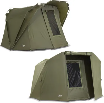 Produktbild von Lucx Coon Bivvy Angelzelt für 1–2 Mann – wasserdichtes Karpfenzelt mit Überwurf (Winterskin), herausnehmbarer Bodenplane & 10.000 mm Wassersäule