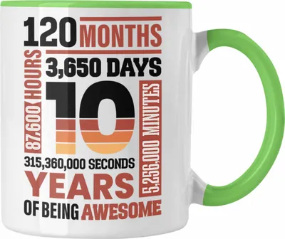 Produktbild von Trendation - 10. Geburtstag Tasse Geschenk Mädchen Jungs 10 Jahre Alt Geburtstagsgeschenk Idee (Grün)