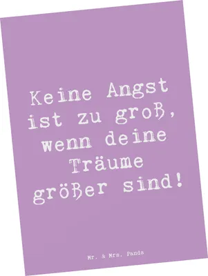 Produktbild von Mr. & Mrs. Panda Postkarte Spruch Angst überwinden - Lavendeltraum - Geschenk, Sicherheit, Zuversicht, Postkarten, Vertrauem, positiver, Stärke, Fotokarte, Trost, Freude