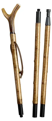 Produktbild von Gastrock Jagdstab – Hirschgeweih – Mit Schlaufe – Dreiteilig mit Schraubverbindung – Kombi-Spitze – Wanderstock aus Holz – 690 Gramm – 170 cm lang
