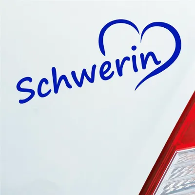 Produktbild von Auto Aufkleber Schwerin Herz Stadt City Liebe Love Heimat 19x8 cm Dunkelblau Sticker Heckscheibenaufkleber