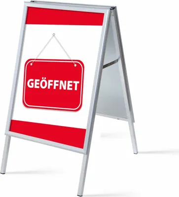 Produktbild von Showdown Kundenstopper - DIN A1 - Komplett-Set - Geöffnet Rot Deutsch - Rot/Schwarz