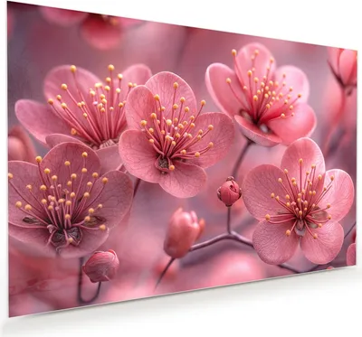Produktbild von Glasbild 90x60cm in XXL für Wohnzimmer, Schlafzimmer Motiv Kirschbaumblüten