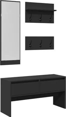 Produktbild von vidaXL 4-tlg. Garderoben-Set Schwarz Holzwerkstoff