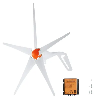 Image de Éolienne VEVOR 500 W Générateur éolien 12 V Générateur éolien 5 pales avec régulateur MPPT Direction du vent réglable et vitesse du vent au démarrage de 2,5 m/s adapté à la maison Ferme Camping-cars Bateaux