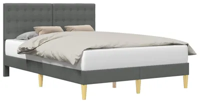 Image de vidaXL Cadre de lit avec tête de lit gris foncé 140 x 190 cm Tissu
