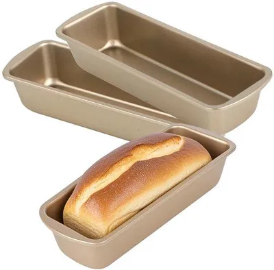 Produktbild von Unyqoos® Set: 3 rechteckige Kastenformen aus Kohlenstoffstahl mit Antihaftbeschichtung – Backformen für Brot & Kuchen