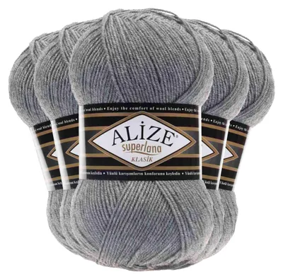 Strickgarn ALIZE SUPERLANA KLASIK 21 grau meliert