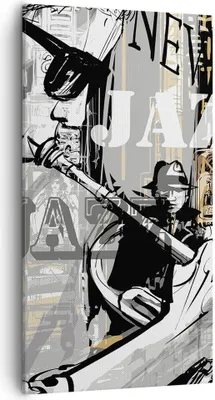 Produktbild von Bild auf Leinwand - Leinwandbild - Jazz Musik Musiker - 55x100cm - Wand Bild - Wanddeko - Leinwanddruck - Bilder - Kunstdruck - Wanddekoration - Leinwand bilder - Wandkunst - PA55x100-3792