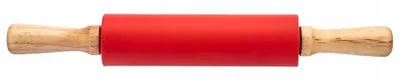 Produktbild von Silikon-Teigroller 37 cm, antihaft Pizza Nudelholz mit drehbaren Holzgriffen, rot