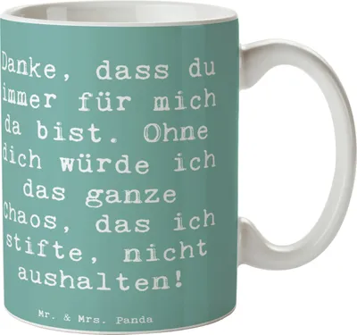 Produktbild von Mr. & Mrs. Panda haferl Spruch Dankbarkeit für Freundschaft - Meeresbrise - Geschenk, Pott, Kaffeebecher, Lachen, du bist immer mich da, Trost, Teetasse, Tasse, Gefühl