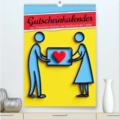 Produktbild von Gutscheinkalender - Gutschein Karten als Geschenk der Liebe (hochwertiger Premium Wandkalender 2026 DIN A2 hoch), Kunstdruck in Hochglanz