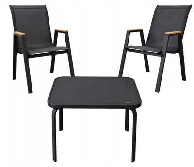 Obrázok produktu pre Sada záhradného nábytku na balkón: stôl, konferenčný stolík, 2 stoličky Malaga Wood, farba: čierna
