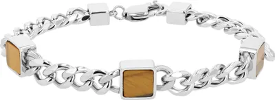Produktbild von Akzent Panzerarmband aus Edelstahl, brauner Achat, Länge 21,5 cm