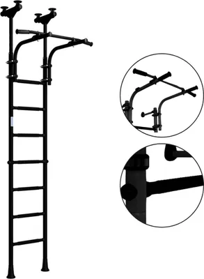 Image de Espalier d'intérieur à fixation au plafond pour adultes, structure d'escalade en métal avec accessoires, pour adolescents, Elite noir