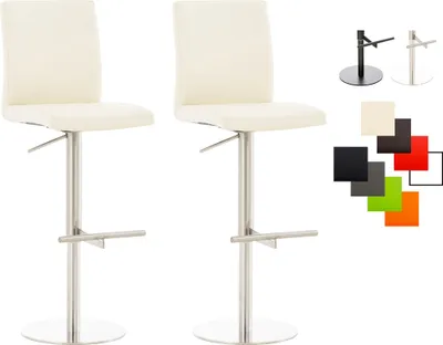 Produktbild von CLP 2er Set Barhocker Cadiz Kunstlederbezug drehbar und höhenverstellbar bis 240 kg creme Gestell Farbe edelstahl