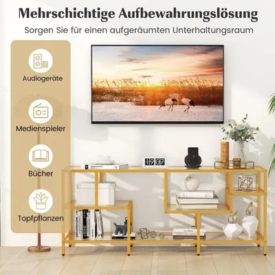 Image de Meuble TV Table TV pour téléviseurs jusqu'à 65 pouces Table TV Or 147 x 40 x 62 cm