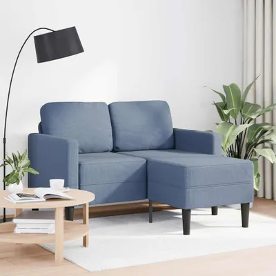 Image de vidaXL Canapé 2 places avec chaise longue en L bleu 125 cm Lin