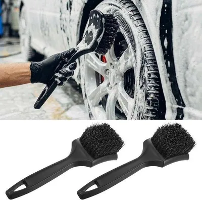 Produktbild von Reifenbürsten-Set - Bürsten mit Bandaufsatz - Zur Reinigung von Autos - Ergonomischer Griff - 2 Stück - Schwarz