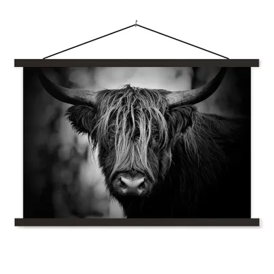 Produktbild von MuchoWow® Textilposter Schottischer Hochländer - Licht - Porträt - Natur 60x40 cm mit schwarzem Rahmen - Hölzernes