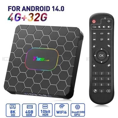 Produktbild von Smart TV Box Android Streaming Player Media Streamer WLAN Box Internet TV 5G WiFi 4K HDR Quad Core HDMI USB Ethernet Speicherkartenslot 4 GB+32 GB-Android14 8K