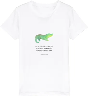 Produktbild von Mr. & Mrs. Panda Kleinkinder T-Shirt Krokodil 12-14 Jahre (152/164) - Weiß - Geschenk, Shirts für Kinder, Kindershirt, Kurzarm, Beste Freundin, Meer, Öko, Abenteuerlust