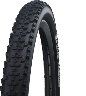 A close-up studio shot of a bicycle tire.