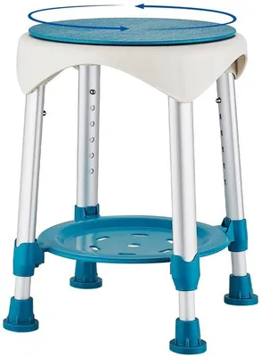 Produktbild von Duschhocker, 360° drehbar - Duschstuhl mit Armlehnen - Höhenverstellbar - Rutschfeste Füße - Duschsitz für Senioren - Höhenverstellbar in 6 Stufen