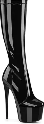 Produktbild von JUBILANT-2000 Pleaser kniehohe High Heels Stretch Plateaustiefel schwarz Lack