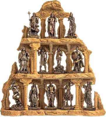 Image de Statues de dieux - Statues du Panthéon - Objets de décoration - Lot de 12 - 9,3 cm de hauteur - Bronze
