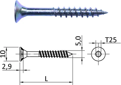 Produktbild von 500 Stück Spanplattenschrauben 5,0 x 50 mm I-Stern (Torx)