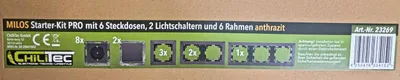 Produktbild von ChiliTec 23269 MILOS Starter 16-tlg "PRO", Anthrazit 8x Steckdose, 2x Schalter, Steckanschlus