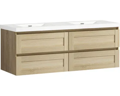 Produktbild von Differnz Doppelwaschbecken mit Unterschrank RENO BxHxT 120x55x45 cm Frontfarbe eiche 36.026.34