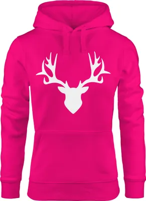 Produktbild von Hoodie Damen Hirsch Geweih Sweatshirt Kapuze Kapuzenpullover Moonworks® pink XS