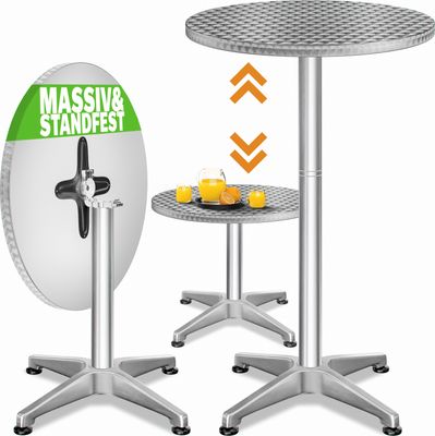 CASARIA® 2in1 Stehtisch Klappbar Höhenverstellbar 70 cm / 115 cm Hoch Aluminium Rund Ø 60 cm Wetterfest Outdoor Garten Bistrotisch Biertisch Partytisch