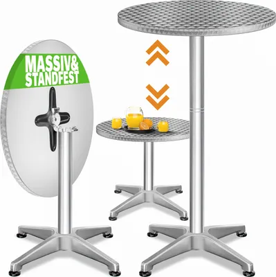 Produktbild von CASARIA® 2in1 Stehtisch Klappbar Höhenverstellbar 70 cm / 115 cm Hoch Aluminium Rund Ø60 cm Wetterfest Outdoor Garten Bistrotisch Biertisch Partytisch