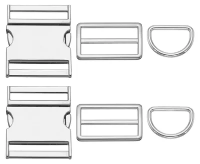 Produktbild von Metall Steckschnalle mit D-Ring - 2 Stück Schnellverschluss - 32 mm - Silber