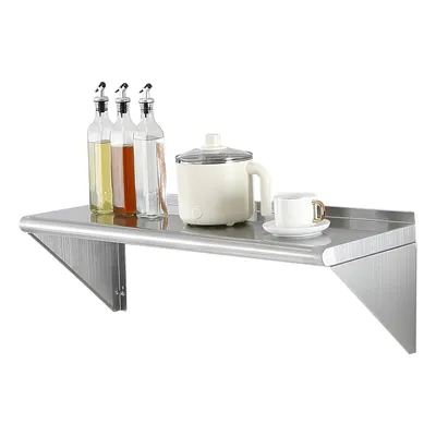 Immagine prodotto di VEVOR 12" x 36" scaffale in acciaio inox, scaffale galleggiante a parete con staffe, capacità di carico di 250 lbs, scaffale commerciale, robusto scaffale di stoccaggio per ristorante, cucina, bar, casa e hotel