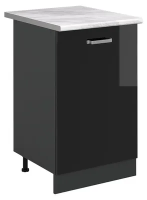 Immagine prodotto di Mobiletto base cucina Vicco R-Line Nero lucido/Antracite 50 cm piano di lavoro Marmo, Model 70274