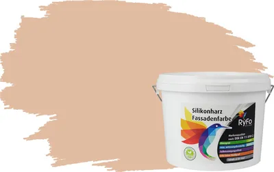 Produktbild von RyFo Colors Silikonharz Fassadenfarbe Lotuseffekt Trend Orangetöne Sand 3l - bunte Fassadenfarbe, weitere Orange Farbtöne und Größen erhältlich, Deckkraft Klasse 1