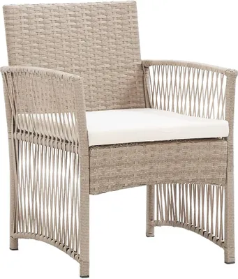 Produktbild von vidaXL Gartensessel mit Sitzkissen 2 Stk. Beige Poly Rattan