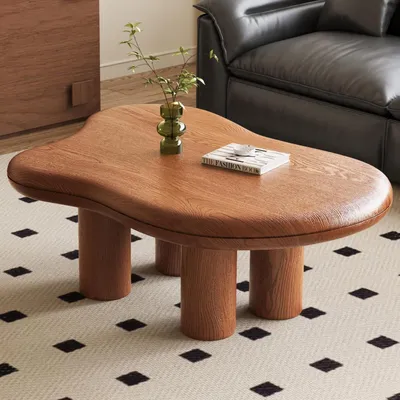 Immagine prodotto di Tavolino da caffè a forma di nuvola, aspetto in legno, finitura noce, ideale per soggiorno e camera da letto