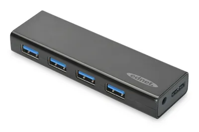 Image de ednet 85155 HUB USB 3.0, 4 ports de transfert de données jusqu'à 5GB, adaptateur 5V/2A, noir