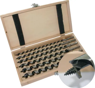 Immagine prodotto di Set di punte a spirale, 8 pezzi, lunghezza 320 mm, da 6 a 20 mm, in valigetta di legno