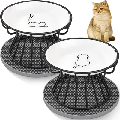 Katzennapf-Set aus Kunststoff, 2er-Pack, 17 x 17 x 10,7 cm