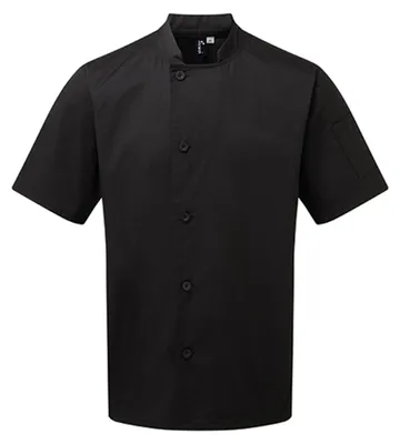 Produktbild von Premier - "Essential" Kochjacke für Herren/Damen Unisex kurzärmlig LT5473 (M) (Schwarz)
