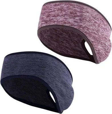 Productafbeelding van Famanu oorwarmer hoofdband voor hardlopen en fietsen - Fleece oorbeschermer met opening