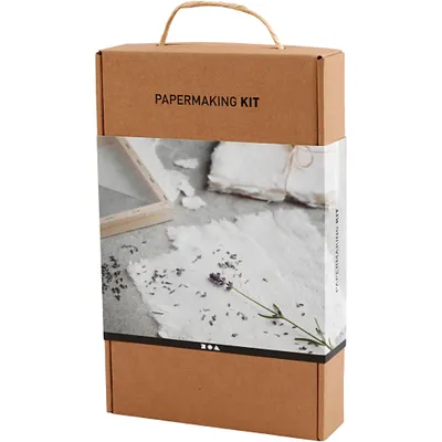 Image de Kit de bricolage pour la fabrication de papier, kit pédagogique comprenant le matériel, les outils et le mode d'emploi