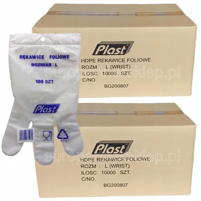 Produktbild von Plast Folienhandschuhe Einweghandschuhe Größe L HDPE Lebensmittelecht