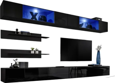 Immagine prodotto di Set di mobili sospesi con LED nel colore nero. Collezione FLY